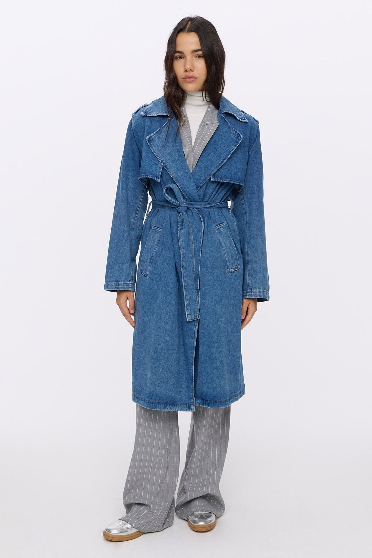 Trench Trendy Denim Blue