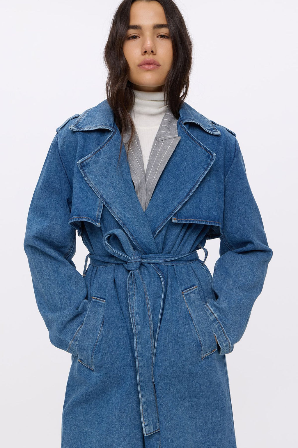Trench Trendy Denim Blue